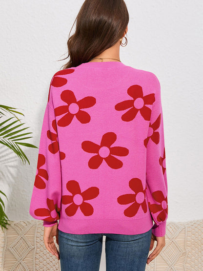 Women Casual Autumn And Winter Round Neck Knitted Sweater