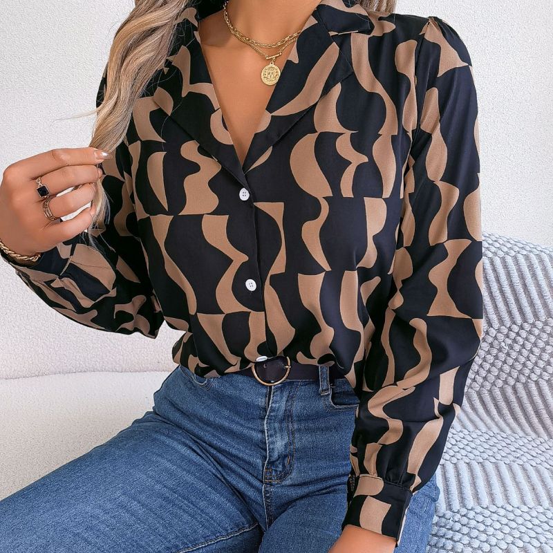 Blusa informal de manga larga a rayas con bloques de color para oficina a la moda para mujer
