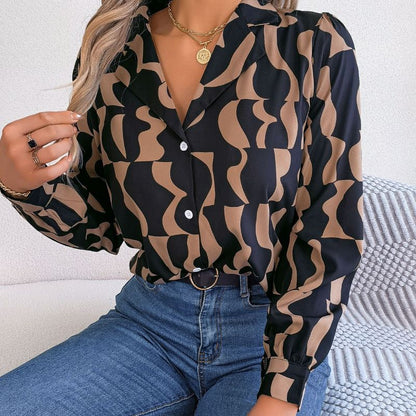 Blusa informal de manga larga a rayas con bloques de color para oficina a la moda para mujer