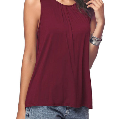 Women Casual Basic Plus Size Summer Solid Color Loose Tank Top