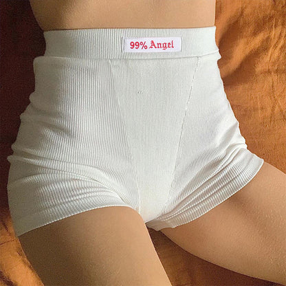 Summer Women Basic Letter Applique Rib Knit High Waist Casual Yoga Shorts