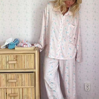 Conjunto de pijama informal con estampado para mujer