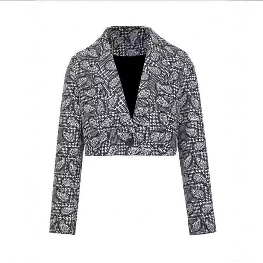 Blazer de manga larga ajustado con estampado informal a la moda para mujer