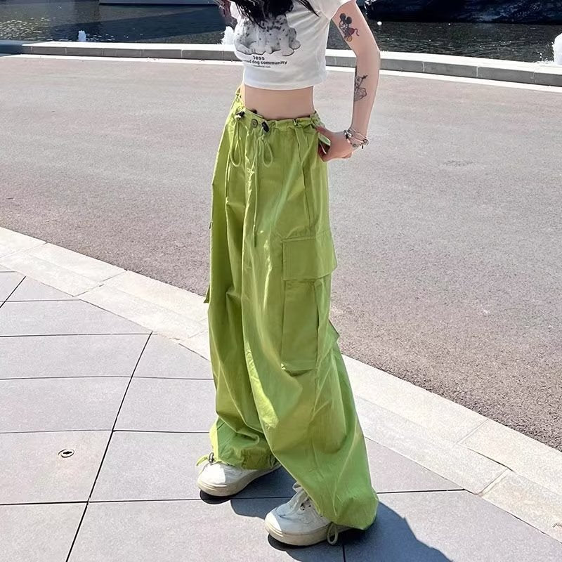 Fashion Women Casual Solid Color High Waist Wide-Leg Pants