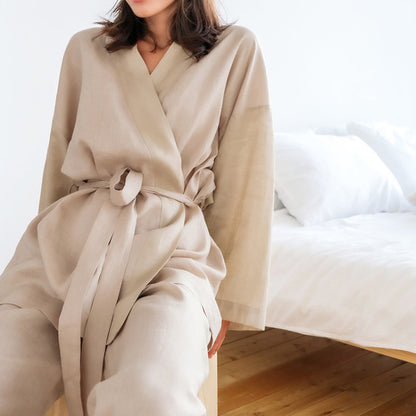 Conjunto de pijama informal de manga larga con tirantes y pantalones para mujer