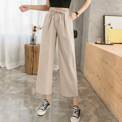 Women'S Fashion Casual Loose High Waist Thin Drape Cropped Pants