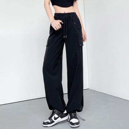 Hip-Hop Style Women Fashion Drawstring Casual Wide-Leg Jogger Pants