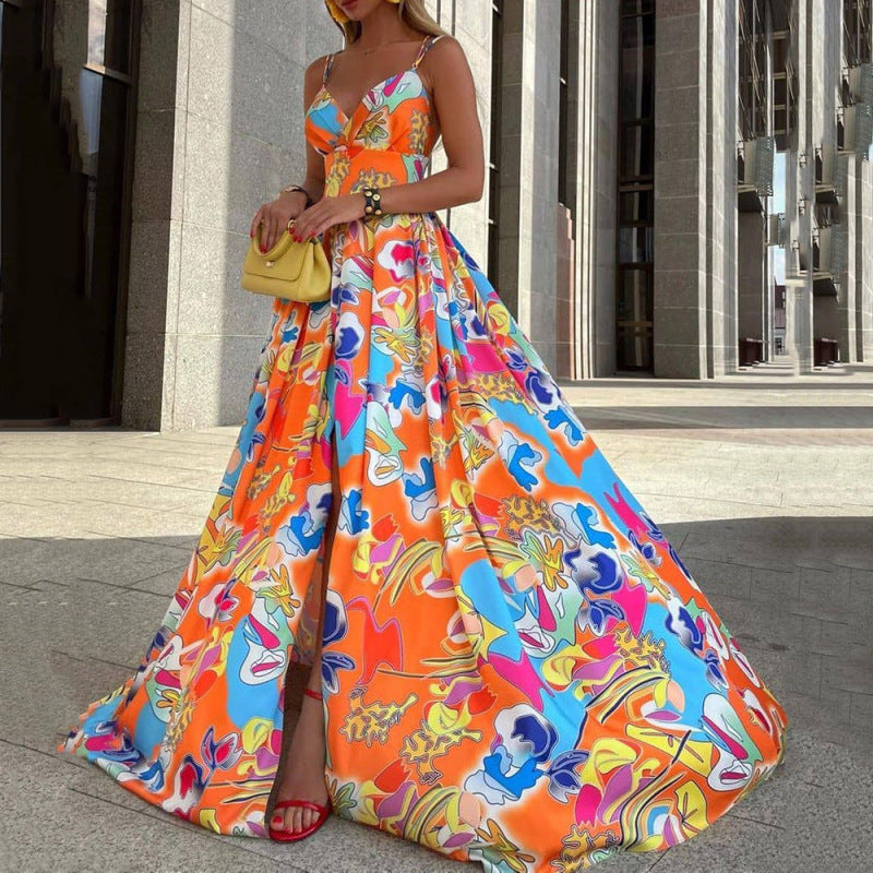 Vestido largo con estampado floral para mujer, estilo casual, para vacaciones y playa