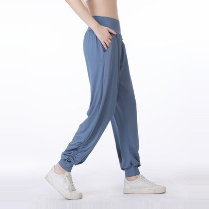 Women'S Casual Solid Color High Waist Quick-Dry Sweatpants