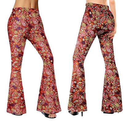 Women Fashion Casual Leopard Floral Printed Wide Leg Pants With Headband