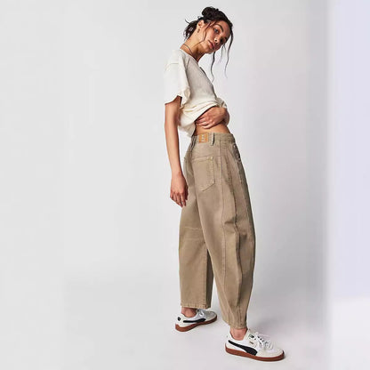 Women Fashion Casual Loose Low Waist Washed Jeans