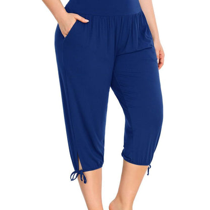 Women Fashion Casual Plus Size Solid Color Yoga Loose Pants