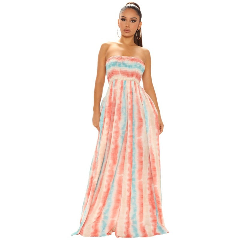 Women'S Fashion Casual Tie-Dye Printing Loose Tube Jumpsuit