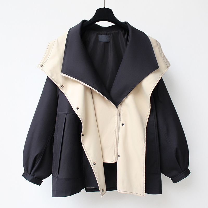 Gabardina de longitud media para mujer, estilo urbano, informal, con bloques de color, para invierno y otoño