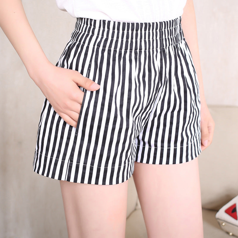 Women Summer Vacation Casual Striped Shorts