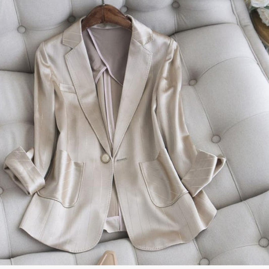 Blazer de gasa suave informal minimalista a la moda para mujer