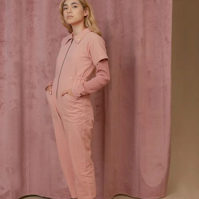 Mono informal de verano con cremallera y solapa de color liso para mujer