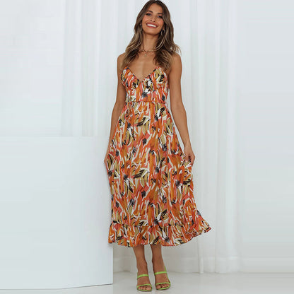 Vestido informal con estampado geométrico y tirantes para mujer, moda de verano