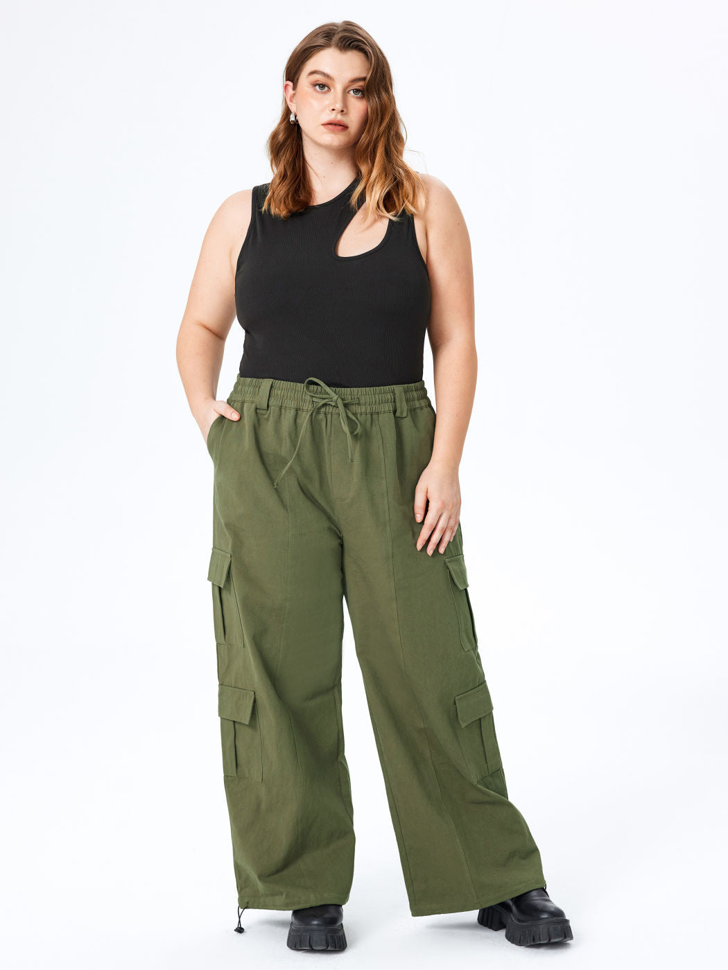 Summer Women Fashion Plus Size Casual Round Neck Hollow Sleeveless Top