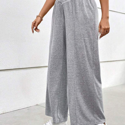 Plus Size Women Autumn Winter Elastic Waist Casual Wide Leg Pants