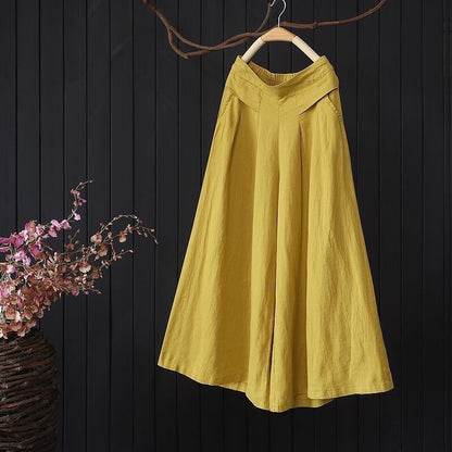 Women Casual elegant Summer Loose Solid Color Wide Leg Pants