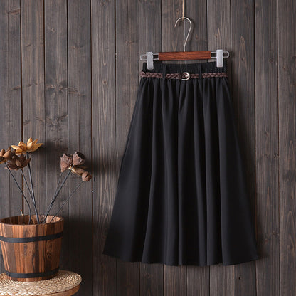 Women Solid Color High Waist Loose Casual Simple Skirt