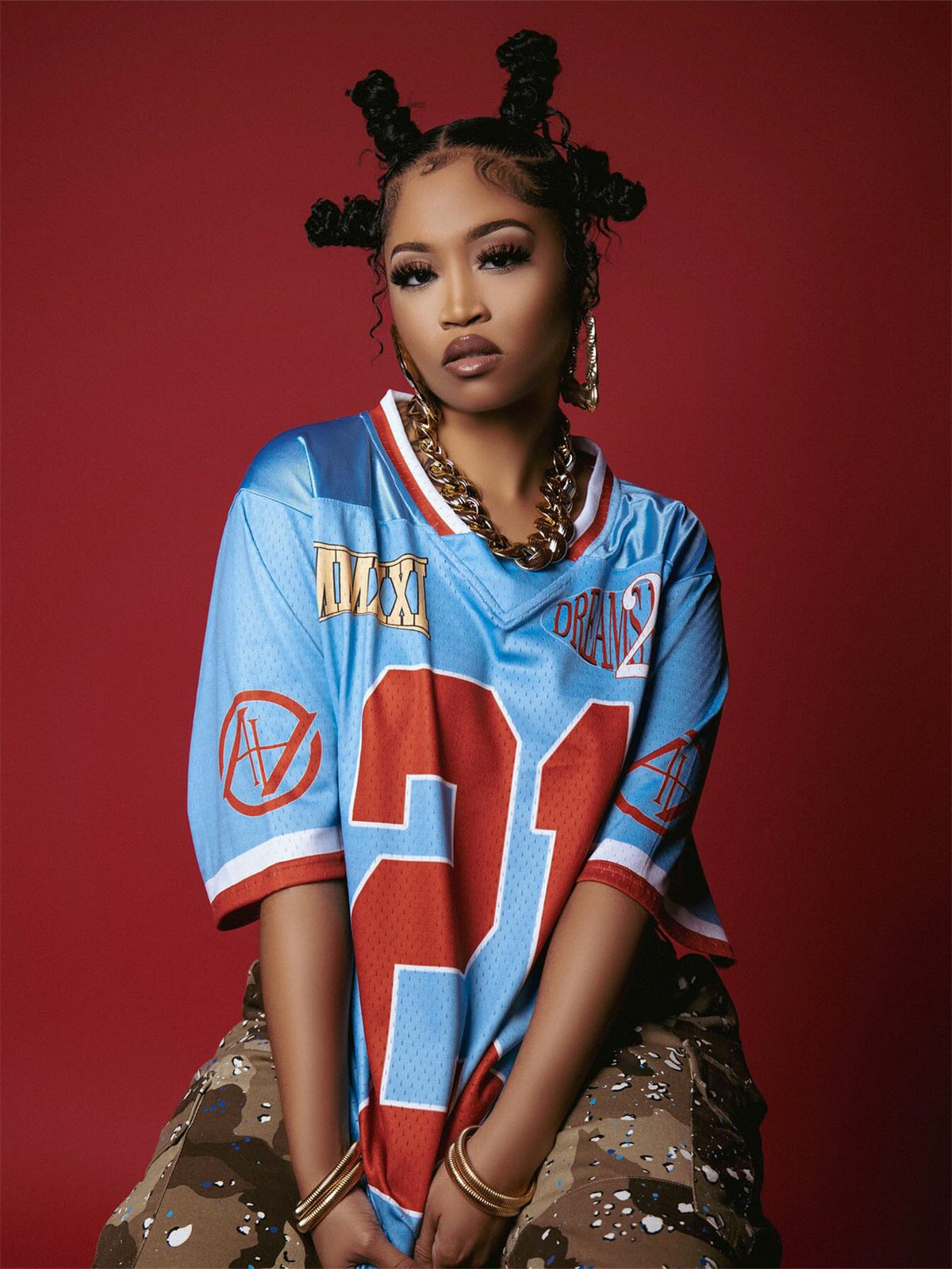 Women Fashion Casual Loose Contrast Color Digital Print Short Sleeve V-Neck Jersey T-Shirt