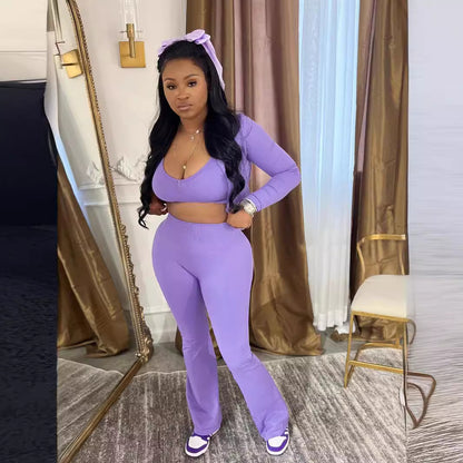 Women Fashion Casual Solid Color Camisole Long Sleeve Cardigan Top Tight Pants Three-Piece Set