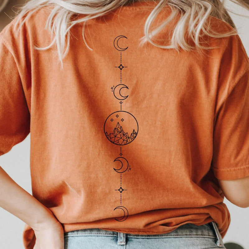Camiseta de manga corta con cuello redondo y estampado informal para mujer