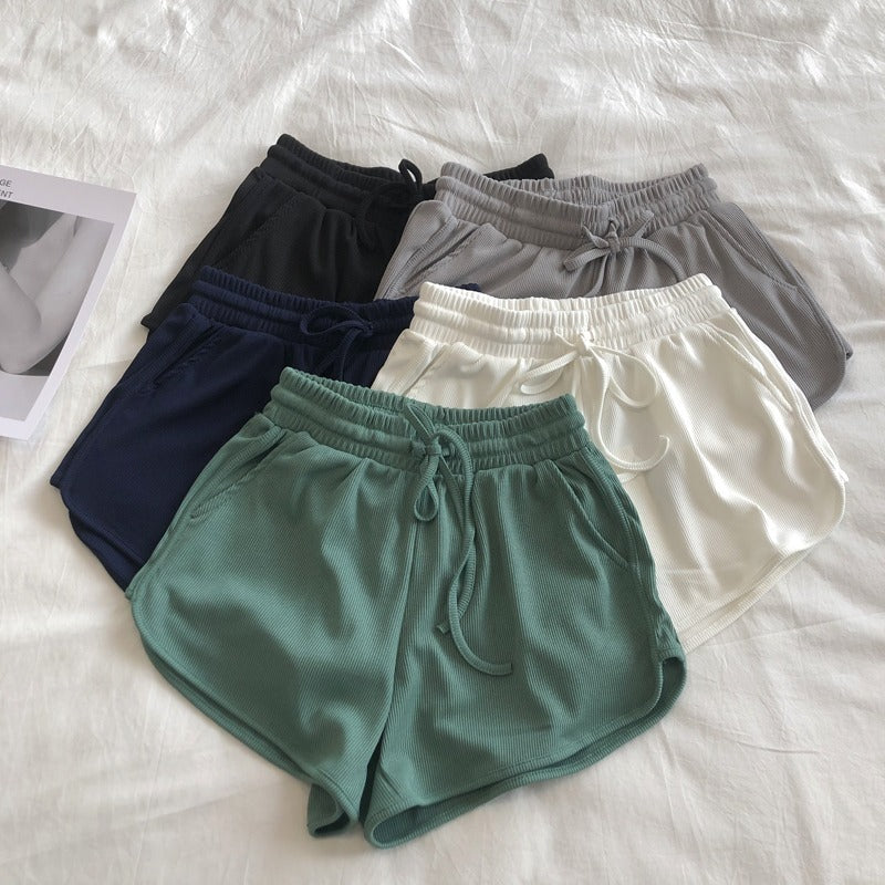 Pantalones cortos holgados casuales de color sólido para mujer