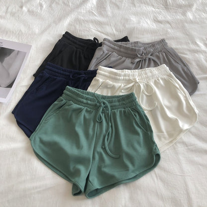 Pantalones cortos holgados casuales de color sólido para mujer
