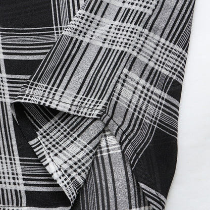 Camisa de gasa de manga larga a cuadros informal de moda de verano para mujer, talla grande