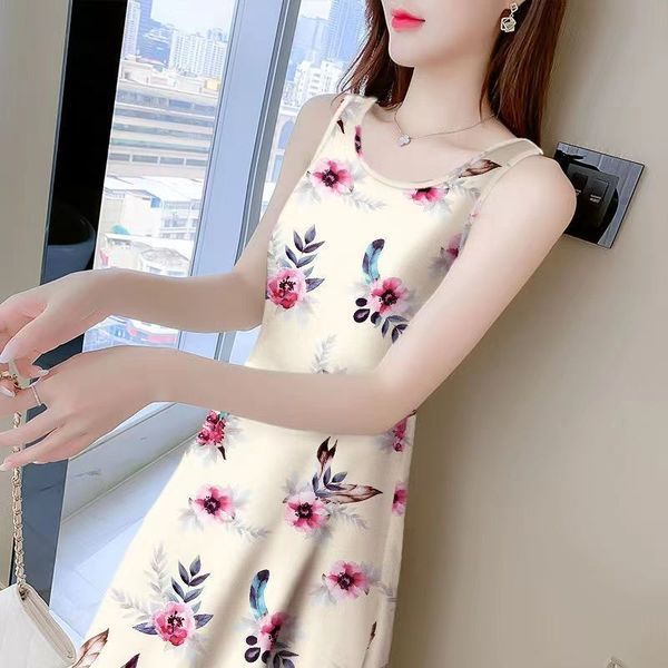 Summer Casual Women Floral Print Sleeveless Dress
