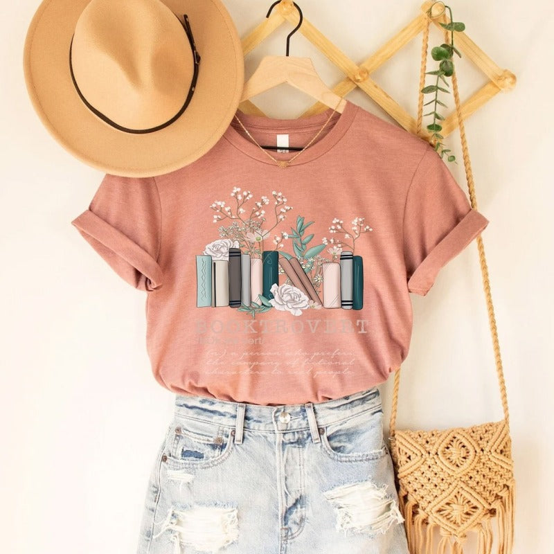 Camiseta de manga corta con cuello redondo y estampado floral informal para mujer