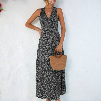 Women'S Casual Floral Print V-Neck Summer Vacation Dress