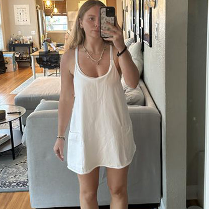 Women Summer Casual Slip Dress Camis Shorts Three-Piece Set