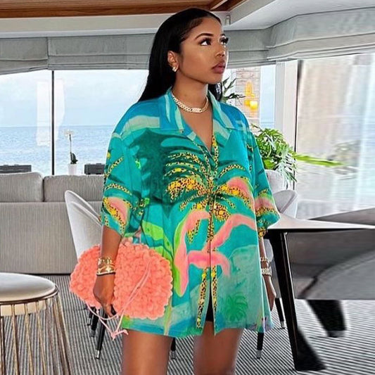 Blusa informal holgada de manga corta con un solo pecho para mujer, estilo atrevido, para vacaciones de verano