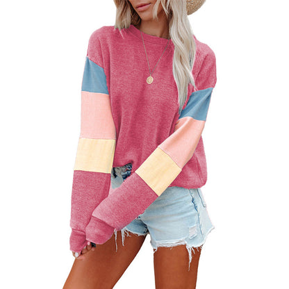 Sudadera informal de manga larga con contraste de color para mujer, otoño e invierno