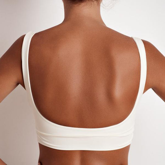 Traje de baño de dos piezas informal de moda de color sólido para mujer