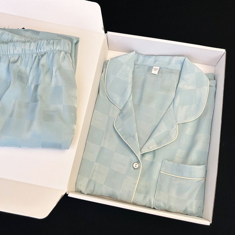 Conjunto de pijama informal con estampado a cuadros para mujer, con mangas y pantalones con solapa