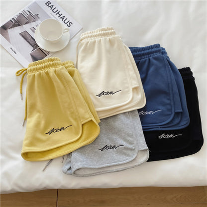 Cotton Sports Women Summer Loose Pajama High Waist Casual Wide Leg Shorts