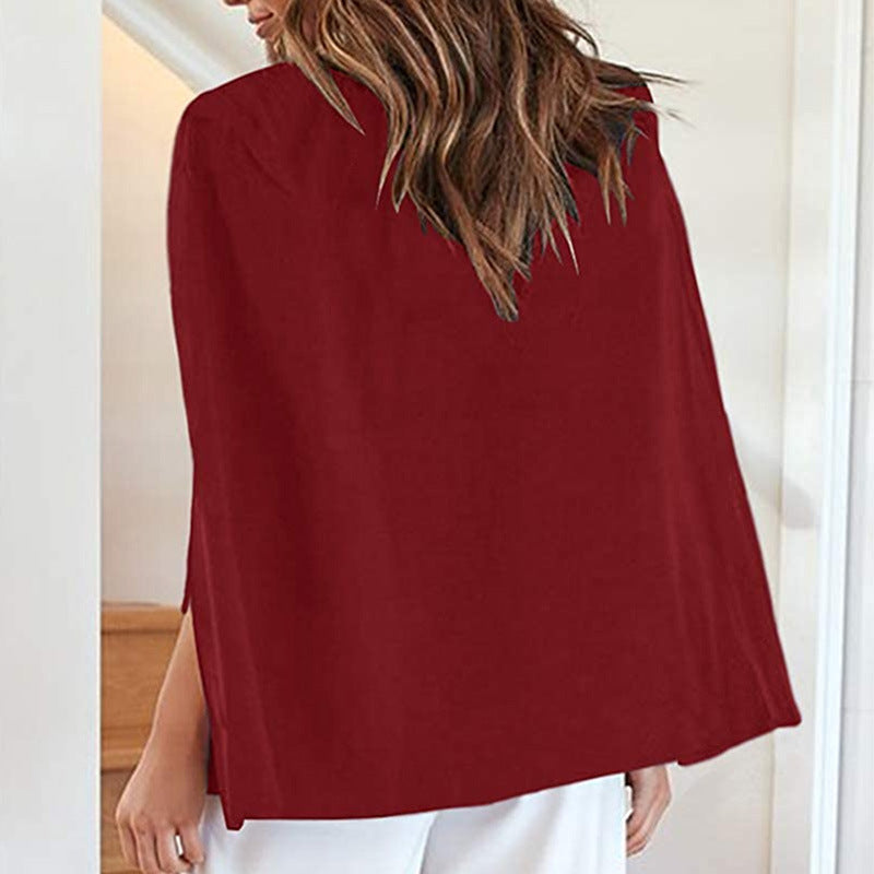 Chaqueta tipo capa de color liso informal a la moda para mujer