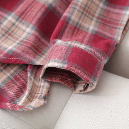 Camisa informal de manga larga con estampado a cuadros para mujer, talla grande