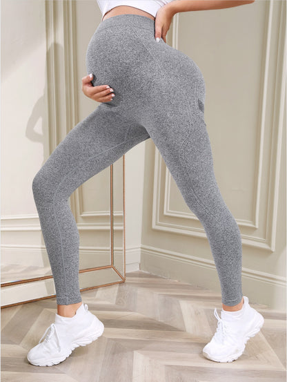 Pantalones de yoga casuales para embarazadas, de cintura alta elástica y secado rápido con soporte abdominal