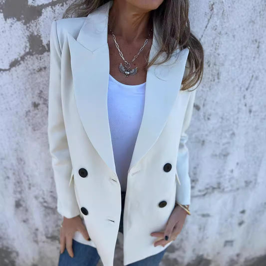 Blazer informal de manga larga con solapa para mujer