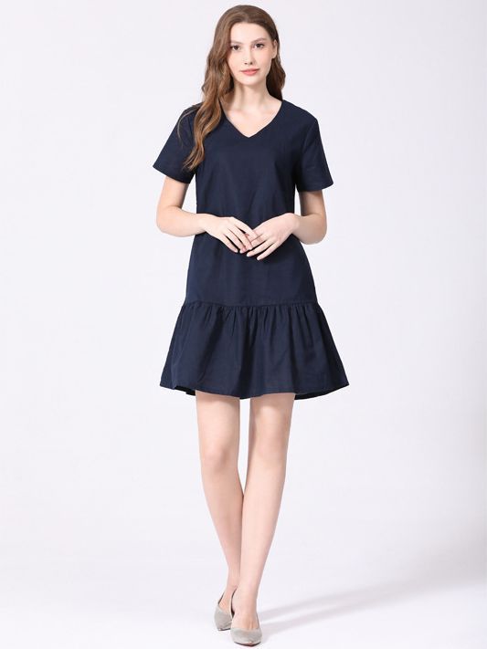 Vestido de lactancia de algodón y lino de manga corta informal de moda de verano para mujeres embarazadas