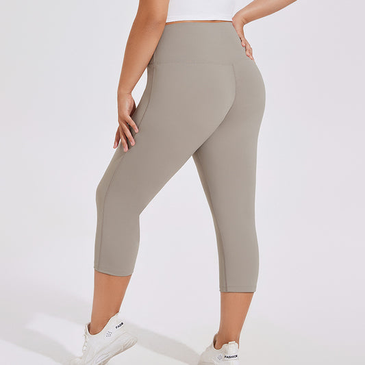 Pantalones deportivos de yoga para mujer, informales, de color sólido, talla grande, cintura alta, levantadores de cadera, fitness