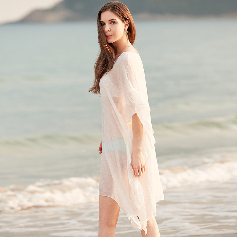 Traje de baño irregular para mujer, informal, para vacaciones en la playa, con estampado de murciélago