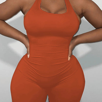 Mono deportivo básico de color liso informal para mujer de talla grande