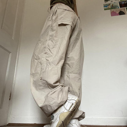 Women Fashion Casual Solid Color Loose Cargo Pants